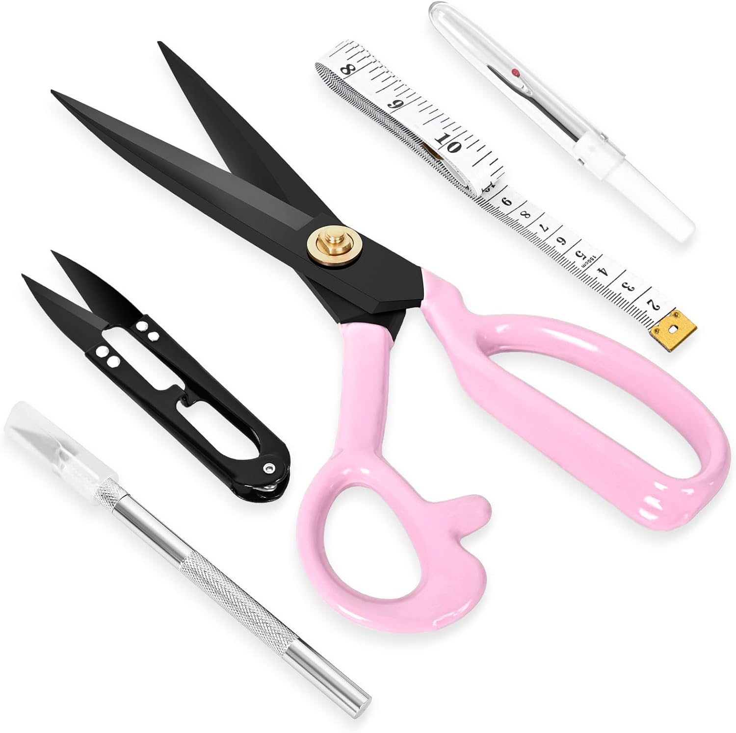 Professional Tailor Scissors Heavy Duty - Multi-Purpose Sewing Fabric Scissors for Leather Cutting Industrial Sharp Shears Home Office Arts, and Crafts (10 Inch) Pink - Image 2