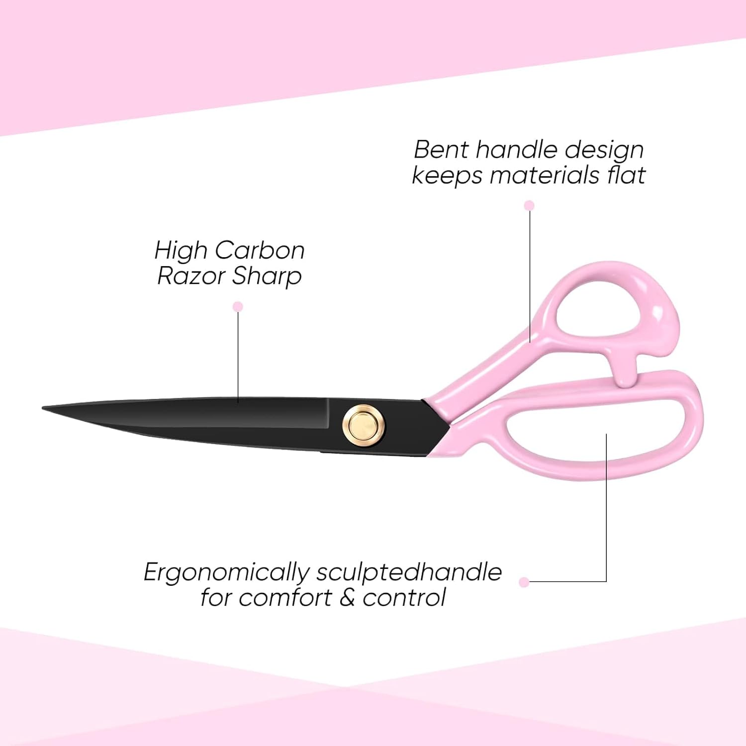 Professional Tailor Scissors Heavy Duty - Multi-Purpose Sewing Fabric Scissors for Leather Cutting Industrial Sharp Shears Home Office Arts, and Crafts (10 Inch) Pink - Image 5