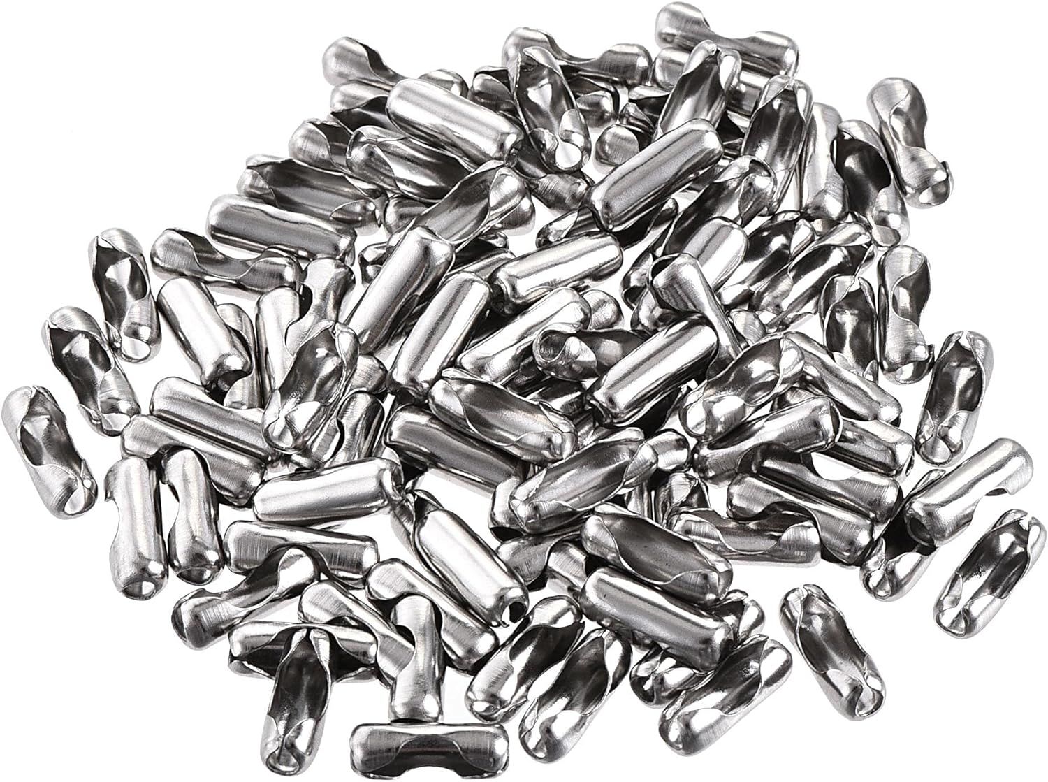 uxcell Ball Chain Connector, 2.4mm Ball Chains Clasp Crimp Clips Link Stainless Steel Connection, Pack of 100