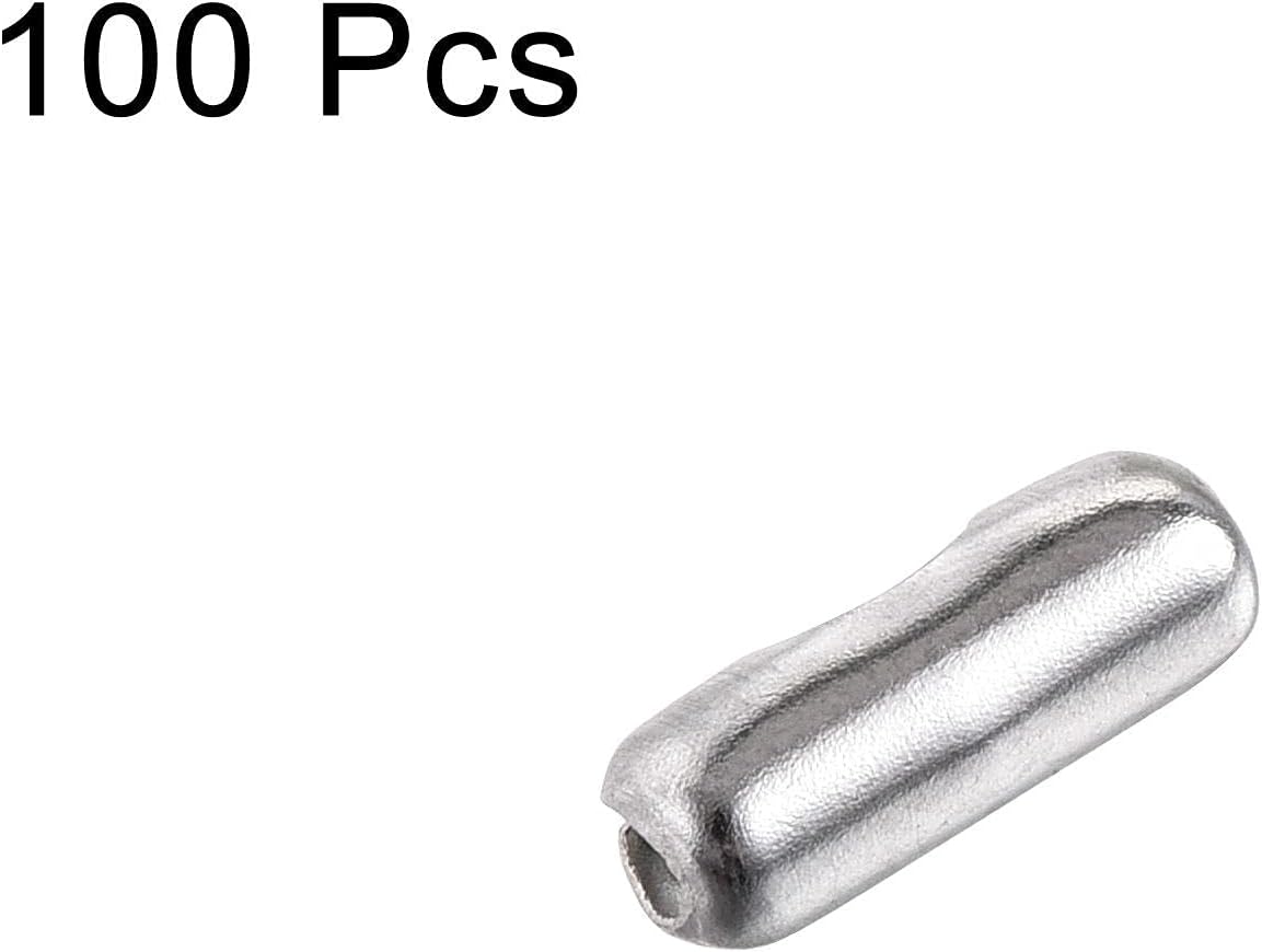 uxcell Ball Chain Connector, 2.4mm Ball Chains Clasp Crimp Clips Link Stainless Steel Connection, Pack of 100 - Image 3